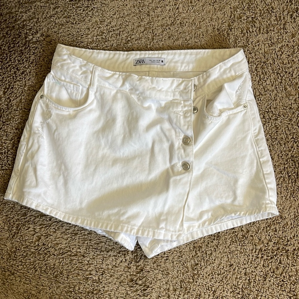 Zara white button up skort